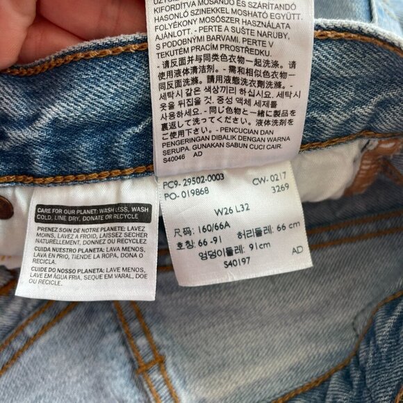 Levi's 501 Skinny Leg Distressed Mid Rise Denim Light Wash Casual Jeans Blue 26 - Picture 9 of 9